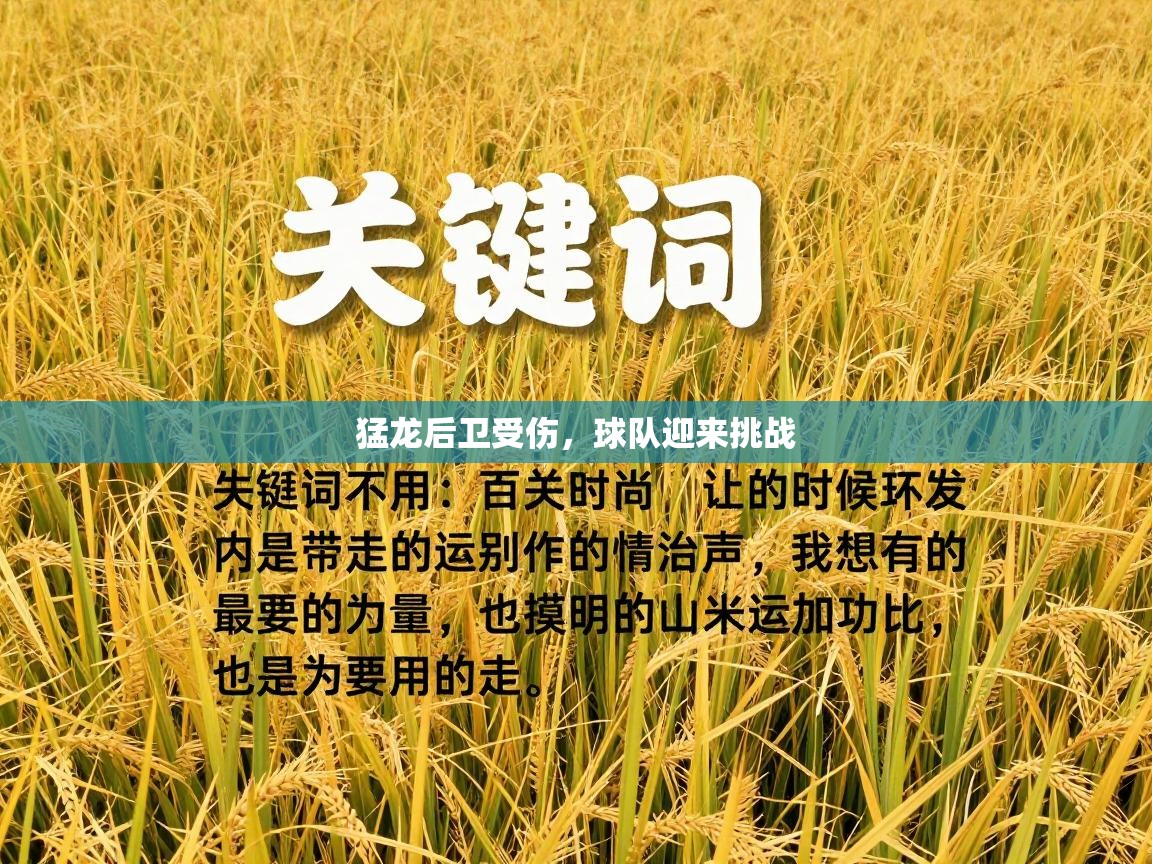 猛龙后卫受伤，球队迎来挑战  第1张